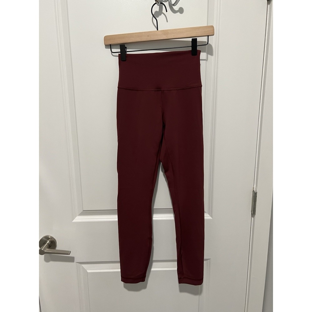 Lululemon Wunder Train Contour Fit High-Rise Tight 25" Red Merlot Size 4 Pilates - Picture 2 of 6